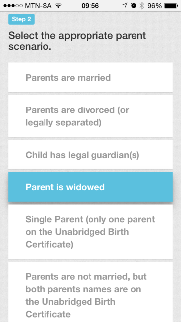 South Africa child visa